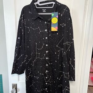 Constellations Glow-in-the-dark Button-Up Dress 4x